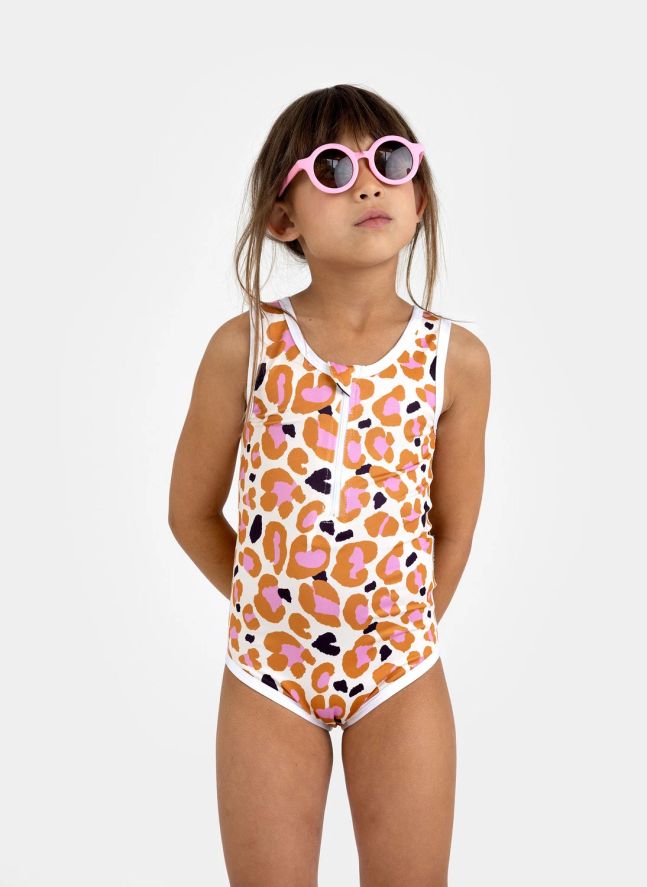 Maillot 1 Pièce Anti-UV Candy Leopard Fibres Recyclées