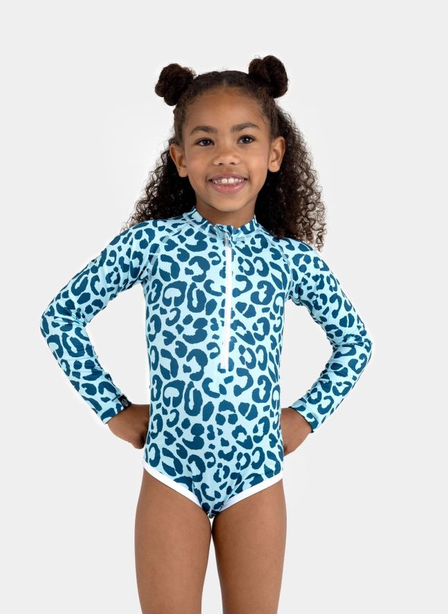 Maillot de Bain Anti-UV Ocean Leopard Fibres Recyclées  | Bleu