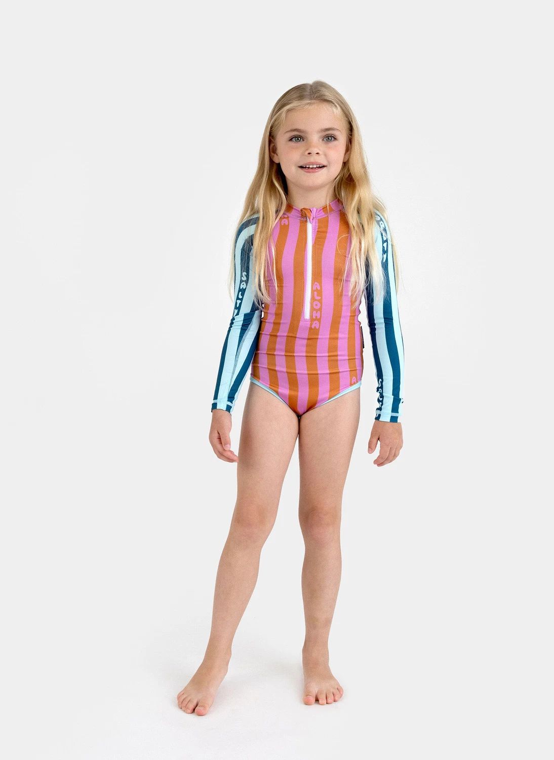 Maillot de Bain Anti-UV Salty Stripes Fibres Recyclées   | Bleu marine- Image produit n°1