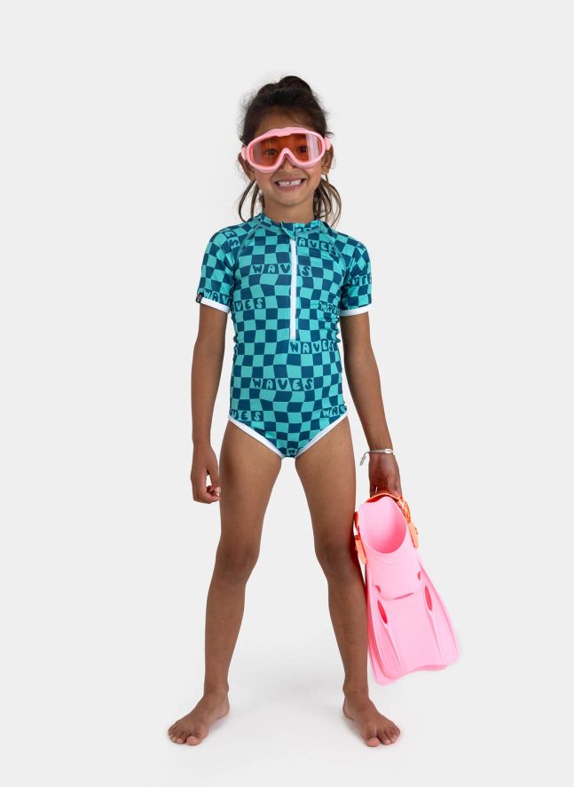Maillot de Bain Anti-UV Waves Fibres Recyclées   | Vert Menthe