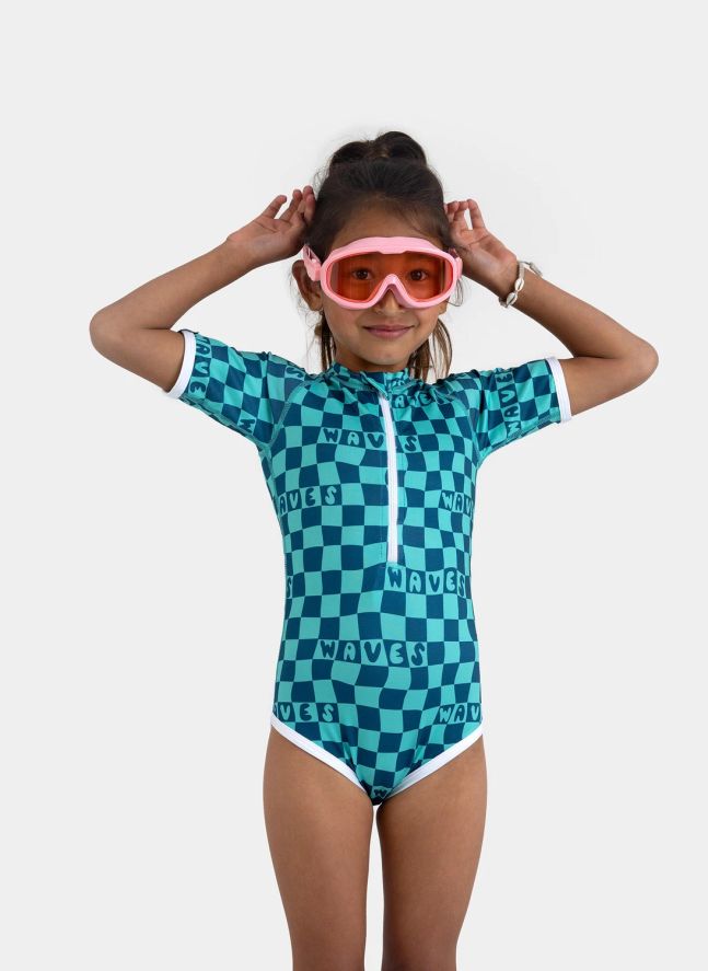 Maillot de Bain Anti-UV Waves Fibres Recyclées   | Vert Menthe