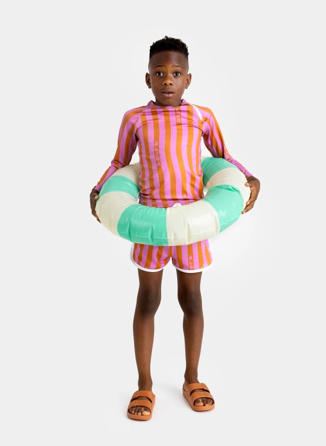 Short de Bain Anti-UV Aloha Stripes Trunk Fibres Recyclées | Rose