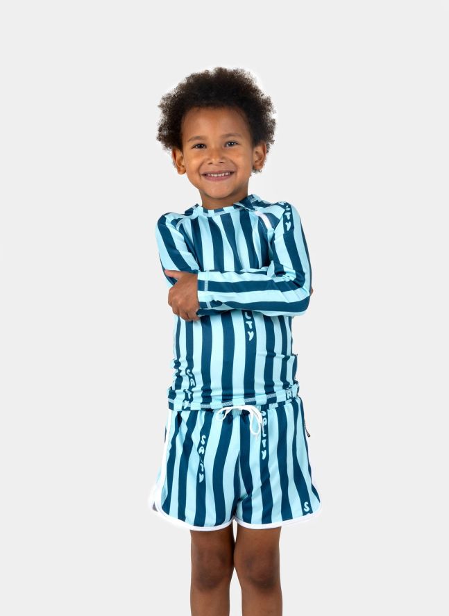 Short de Bain Anti-UV Salty Stripes Trunk Fibres Recyclées | Bleu marine
