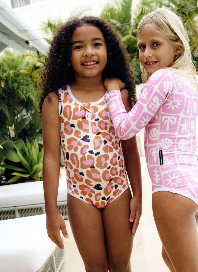 Maillot 1 Pièce Anti-UV Candy Leopard Fibres Recyclées