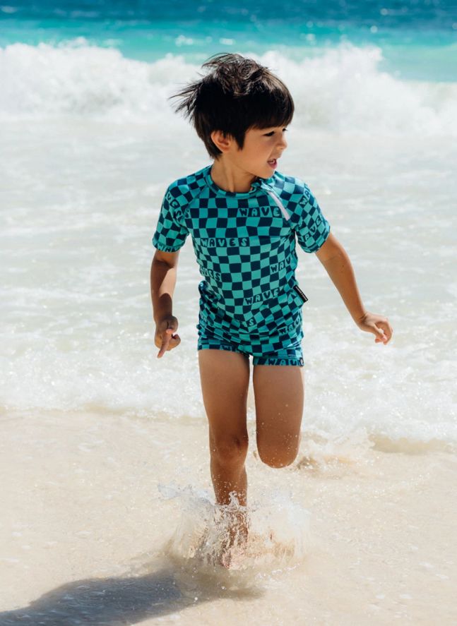 Short de Bain Anti-UV Checkered Summer Fibres Recyclées | Bleu