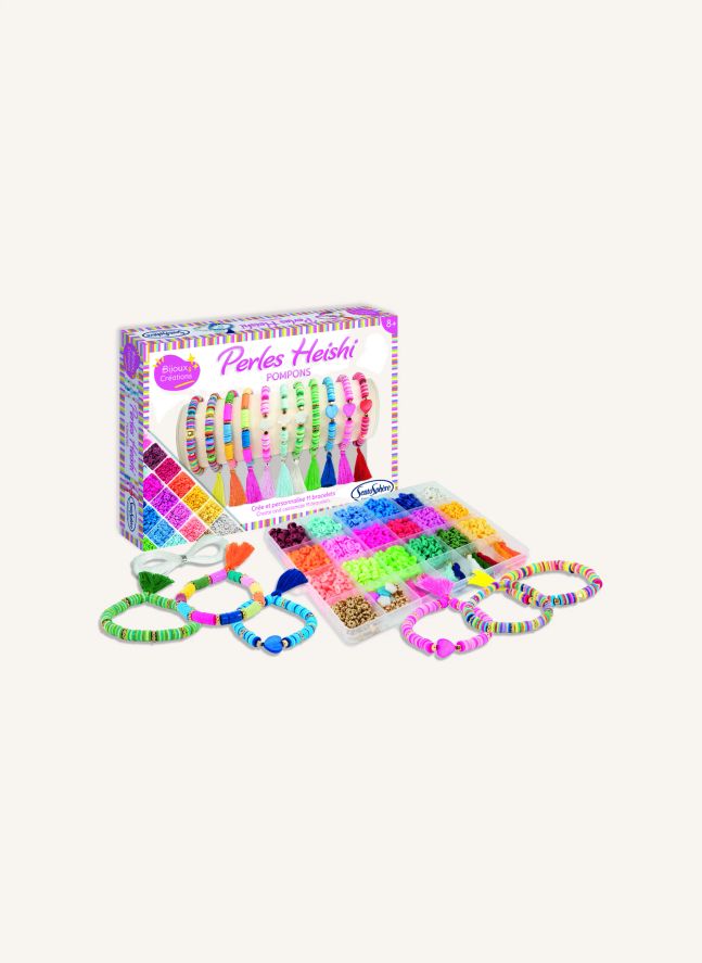 Boîte de perles Heishi et Pompons