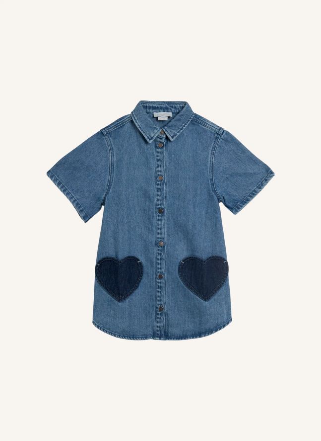 Robe Denim Cœurs | Bleu