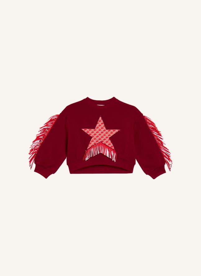 Sweat Franges Etoile | Rouge foncé