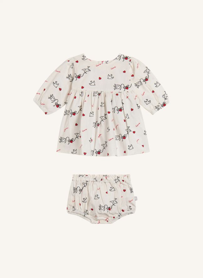 Ensemble Robe et Bloomer Oiseaux | Ivoire