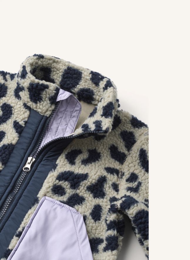Veste Façon Sherpa Noam Léopard Fibres Recyclées | Beige