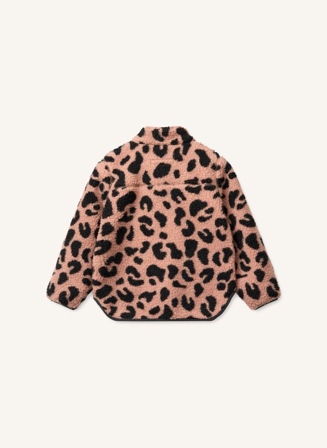 Veste Façon Sherpa Nolan Léopard Fibres Recyclées | Rose pâle