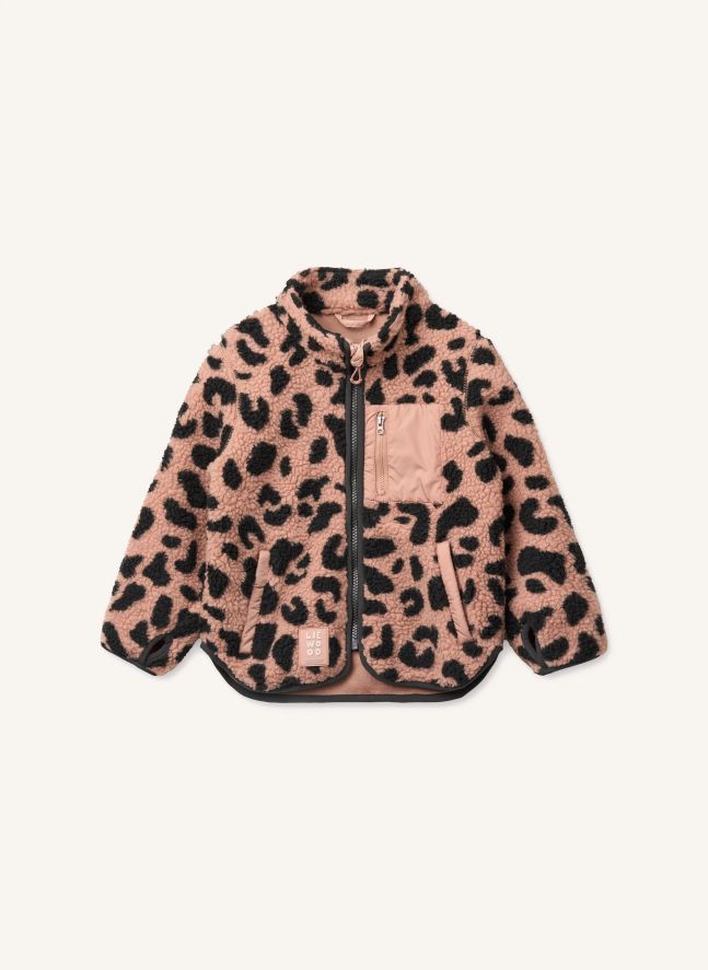Veste Façon Sherpa Nolan Léopard Fibres Recyclées | Rose pâle