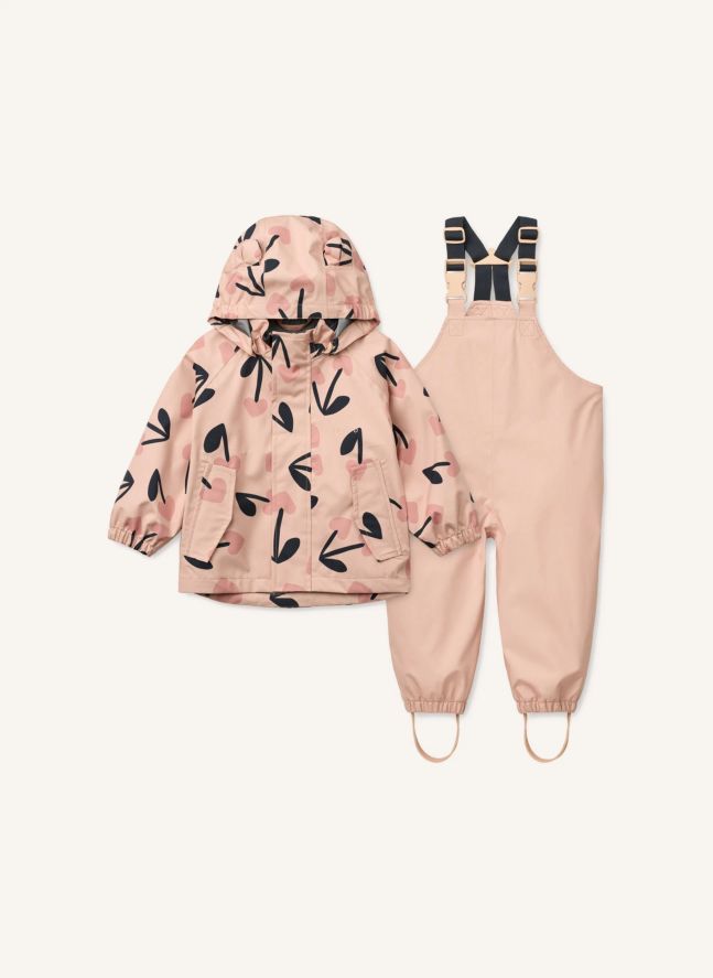 Ensemble de Pluie Manu Cerises Fibres Recyclées | Rose