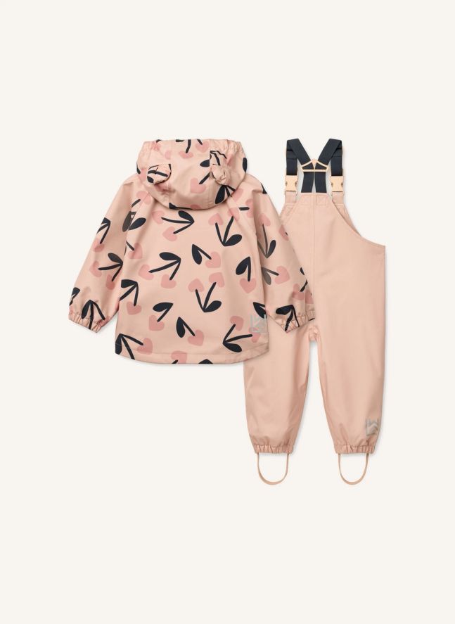 Ensemble de Pluie Manu Cerises Fibres Recyclées | Rose
