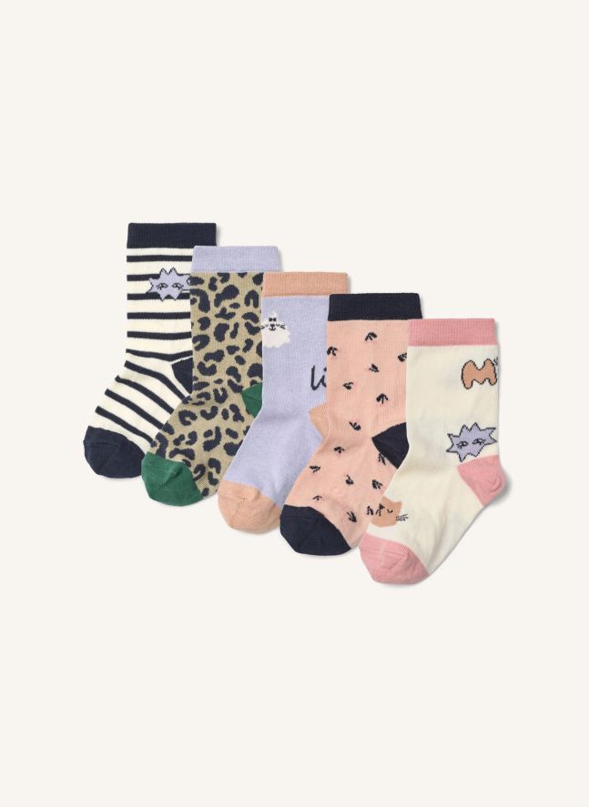 Lot de 5 Paires de Chaussettes Silas Léopard | Rose