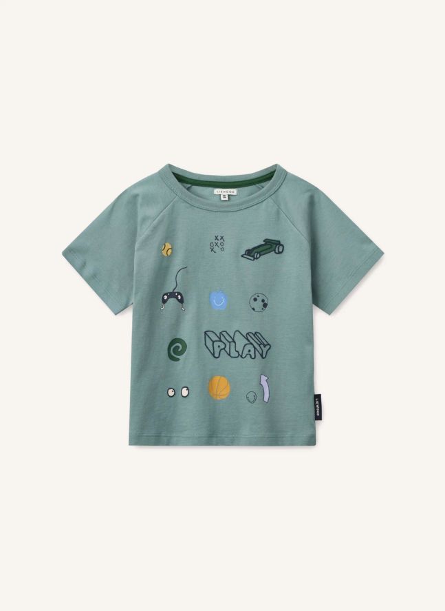 T-shirt Brodie Play Coton Bio | Bleu Vert
