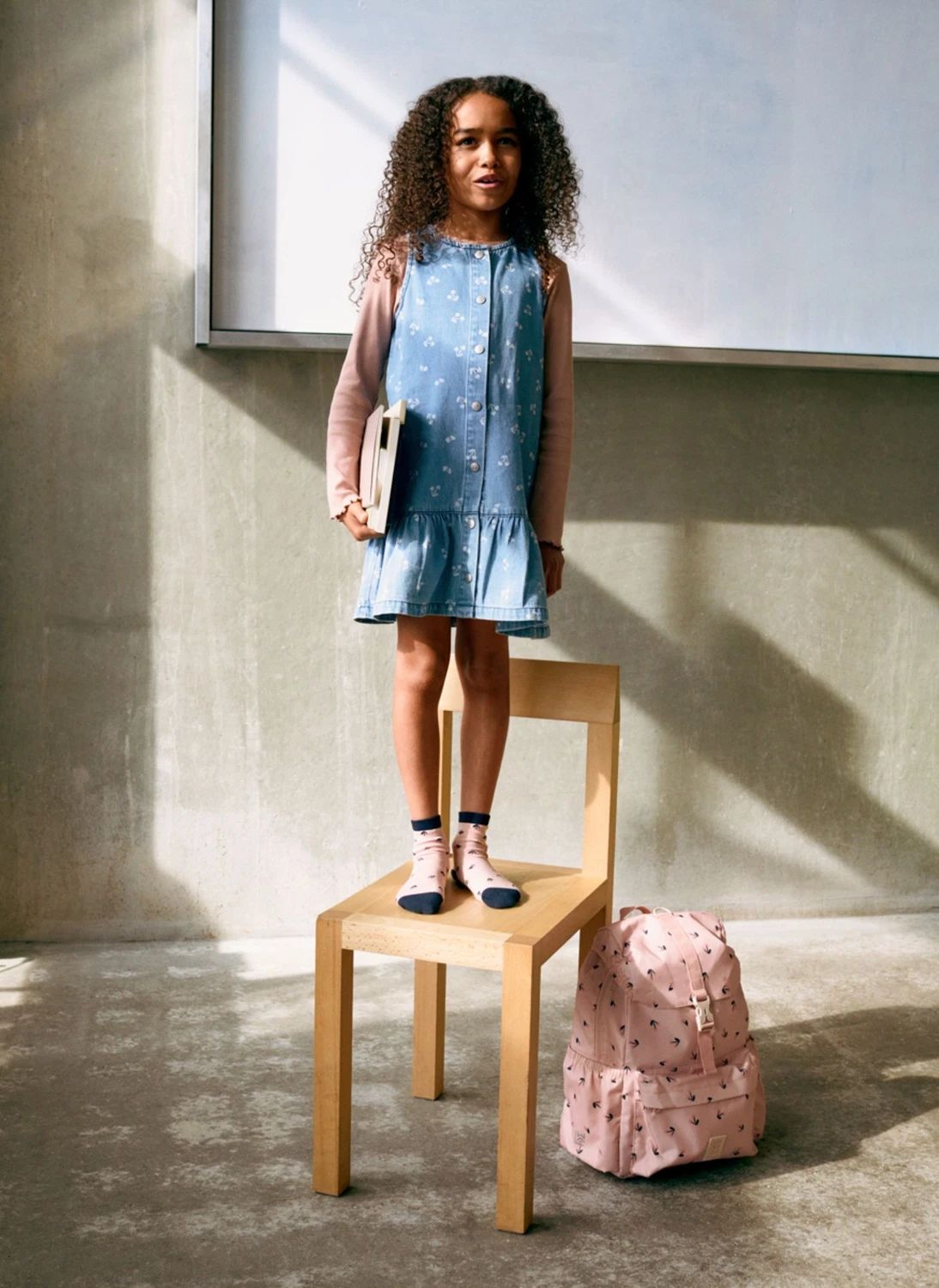 Robe Sybilla Cerises Denim | Bleu- Image produit n°1