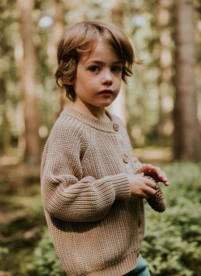 Cardigan Raglan Coton Bio | Beige