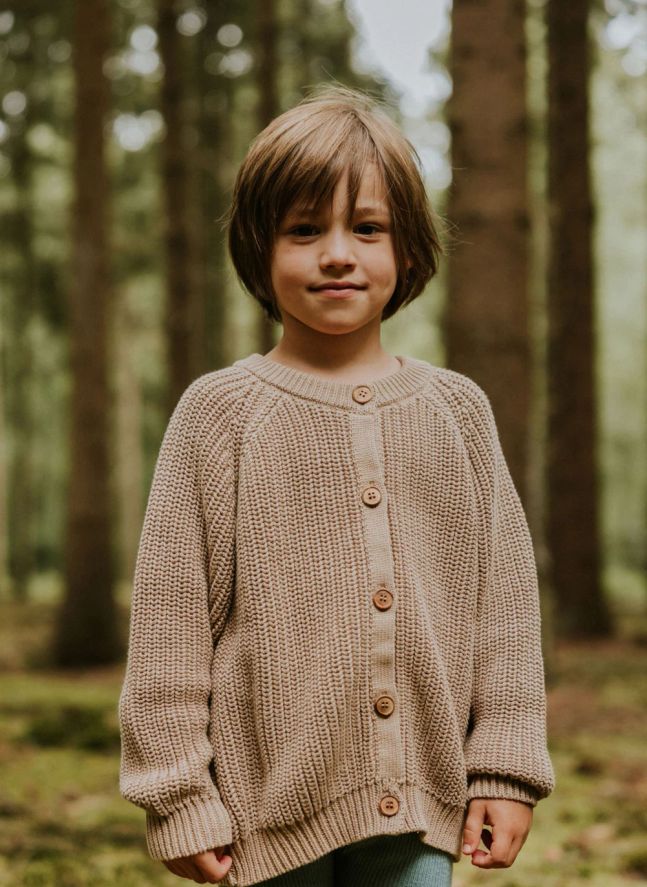 Cardigan Raglan Coton Bio | Beige