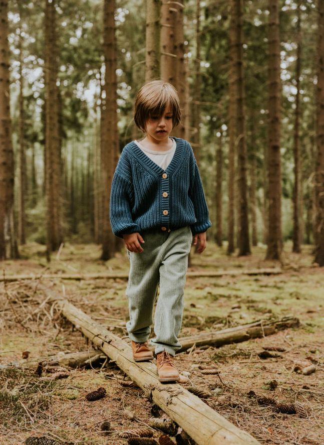 Cardigan Chunky Coton Bio | Bleu pétrole