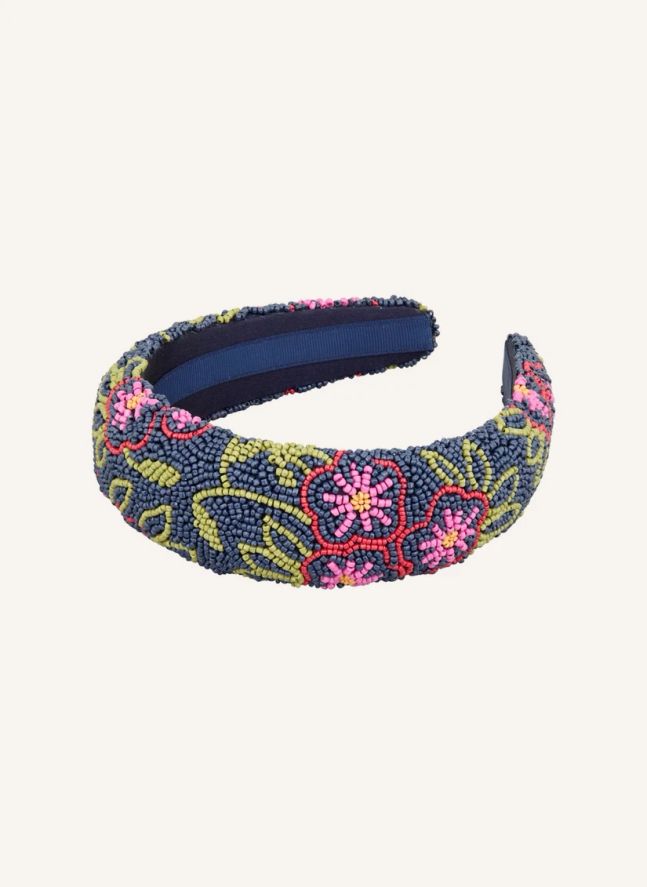 Serre-tête Perles Efloria Wide | Bleu marine