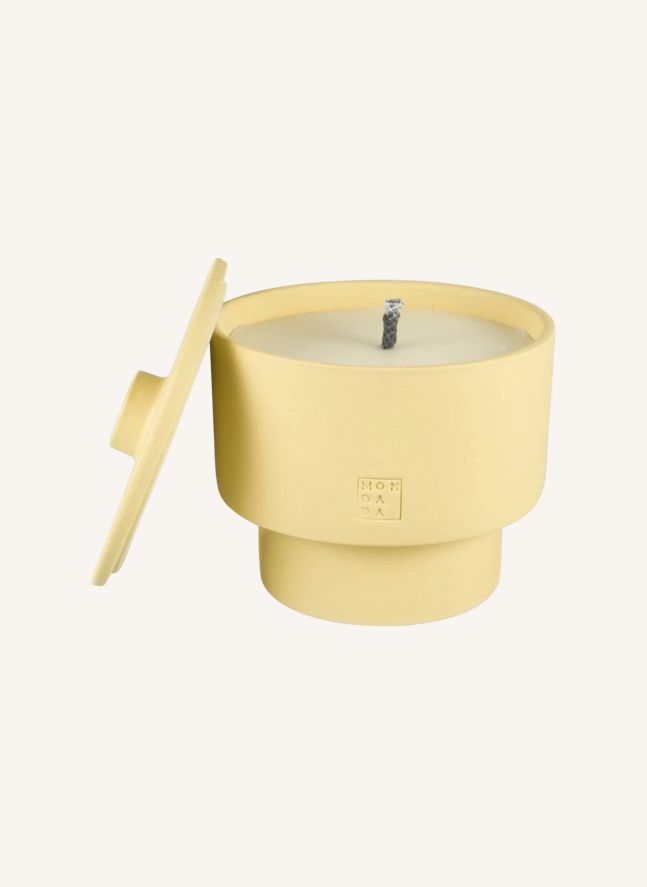 June Sahara Three outdoor candle with cover, neutral fragrance | Pale yellow