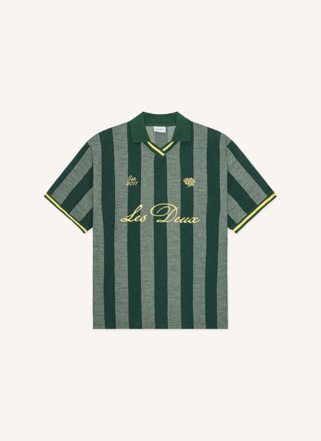 Polo Rayé Football | Vert foncé
