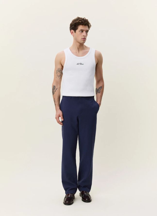 Pantalon Seersucker  | Bleu foncé