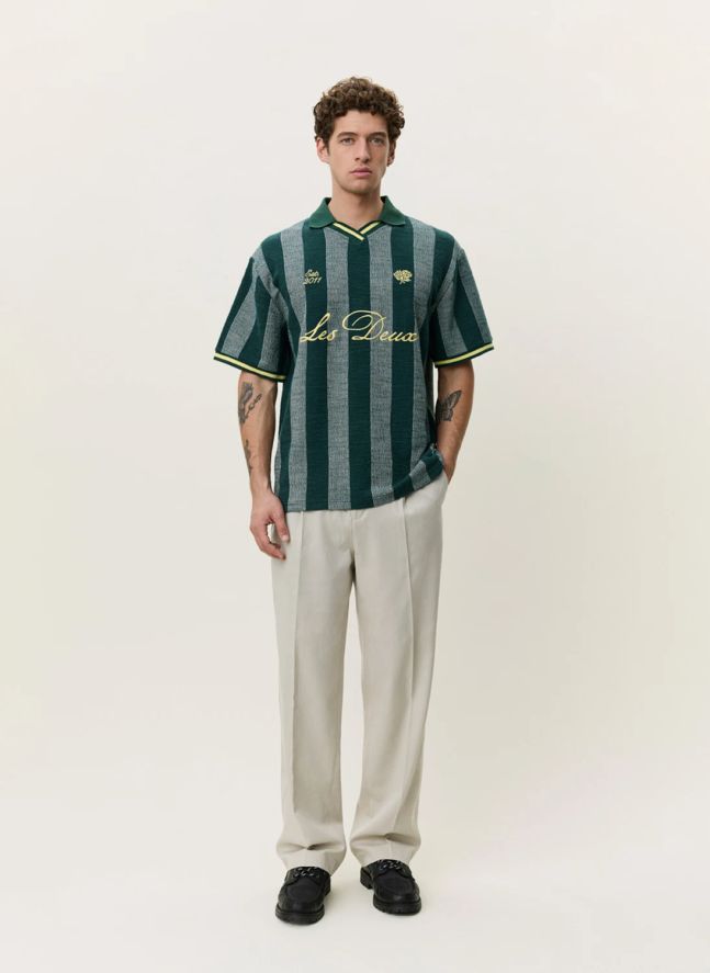 Polo Rayé Football | Vert foncé