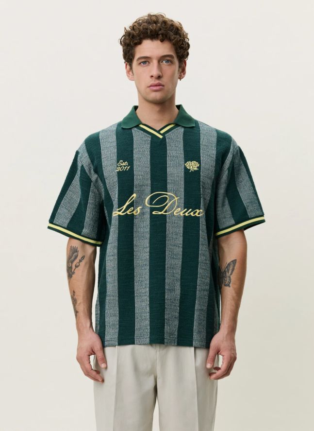 Polo Rayé Football | Vert foncé