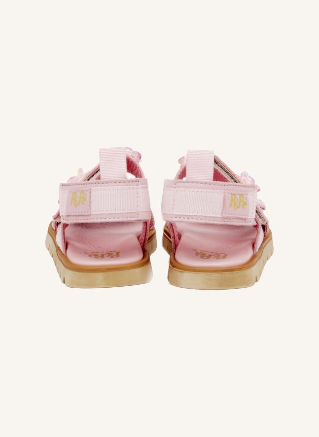 Sandales Double Scratchs Fleurs | Rose poudré