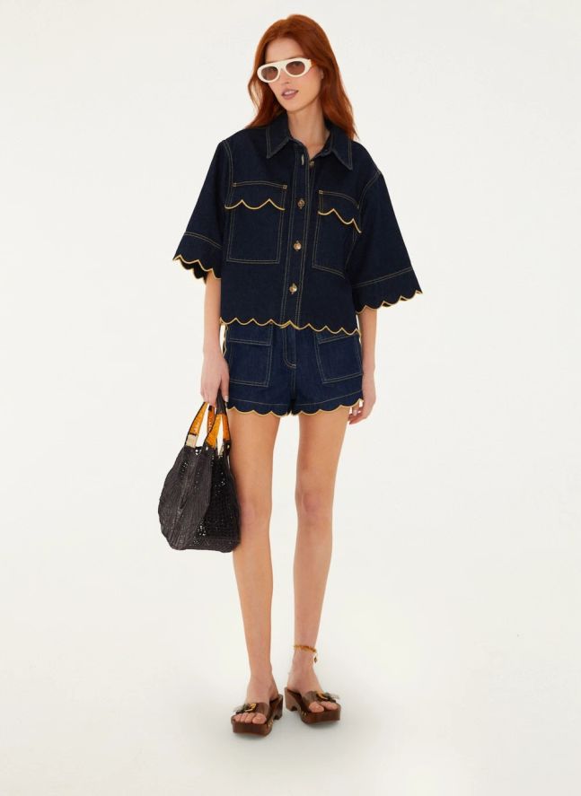 Short Pleats | Denim brut