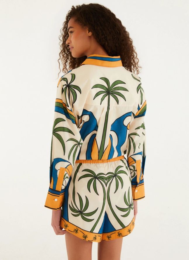 Short Tropical Graphique Coton | Ecru