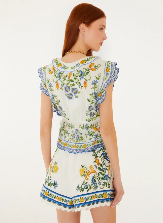 Short Emily Floral Coton | Blanc