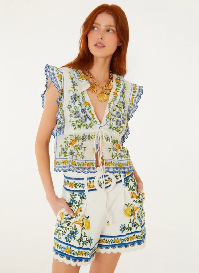 Short Emily Floral Coton | Blanc