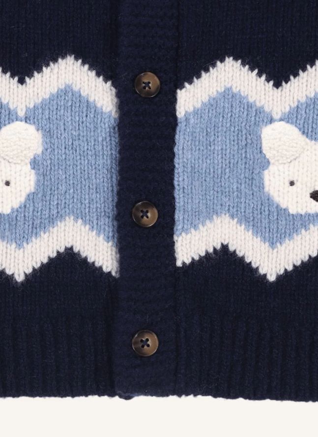 Cardigan Kwinten Ours Polaire Laine Merinos | Bleu marine