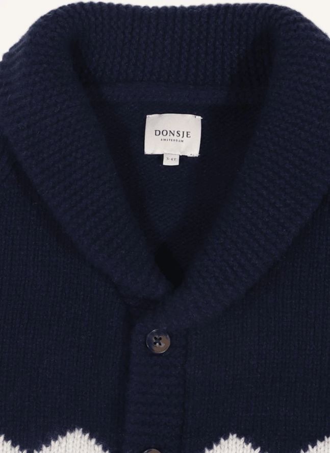 Cardigan Kwinten Ours Polaire Laine Merinos | Bleu marine