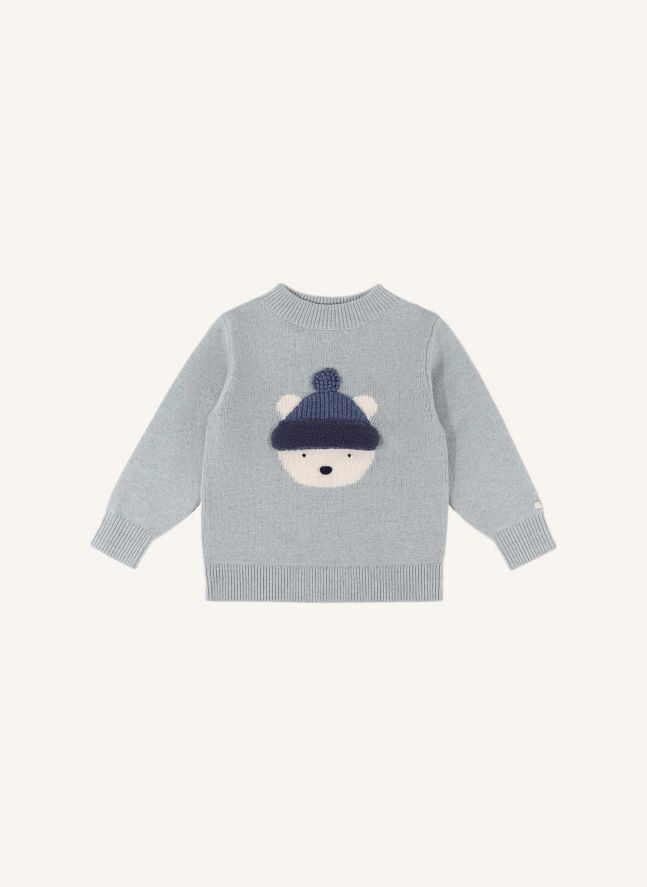 Denn Polar Bear Merino Wool Sweater | Bluish grey