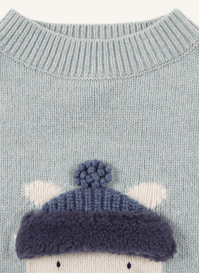 Denn Polar Bear Merino Wool Sweater | Bluish grey