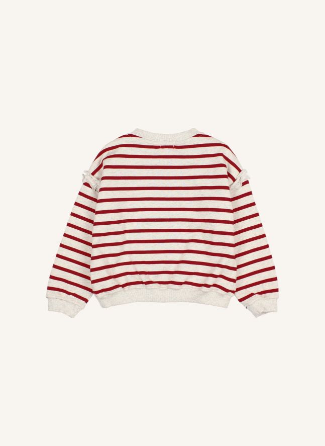 Sweat Girly Sailor Rayé Coton Bio | Rouge cerise