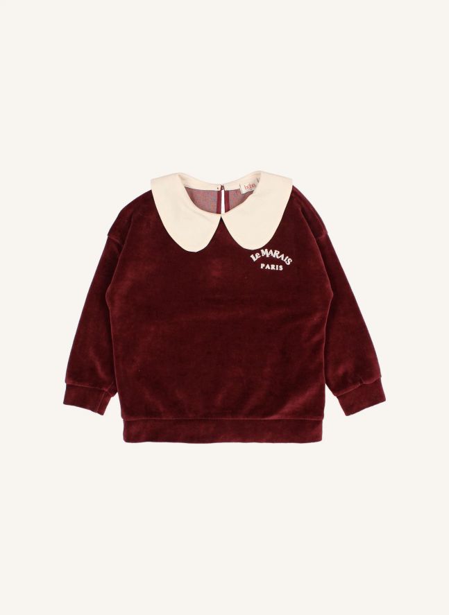 Sweat Col Claudine Le Marais Velours | Bordeaux
