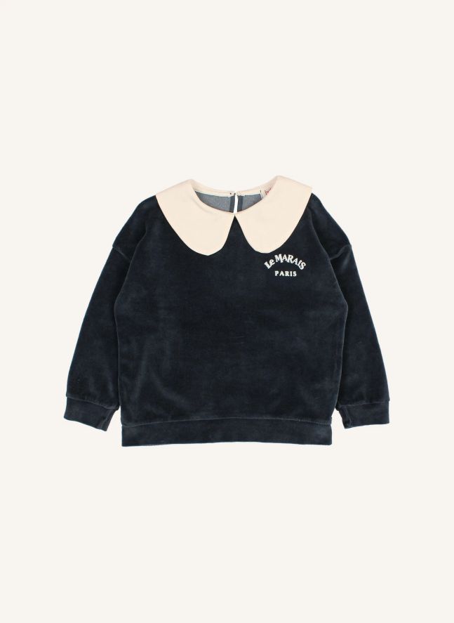 Sweat Col Claudine Le Marais Velours | Gris foncé