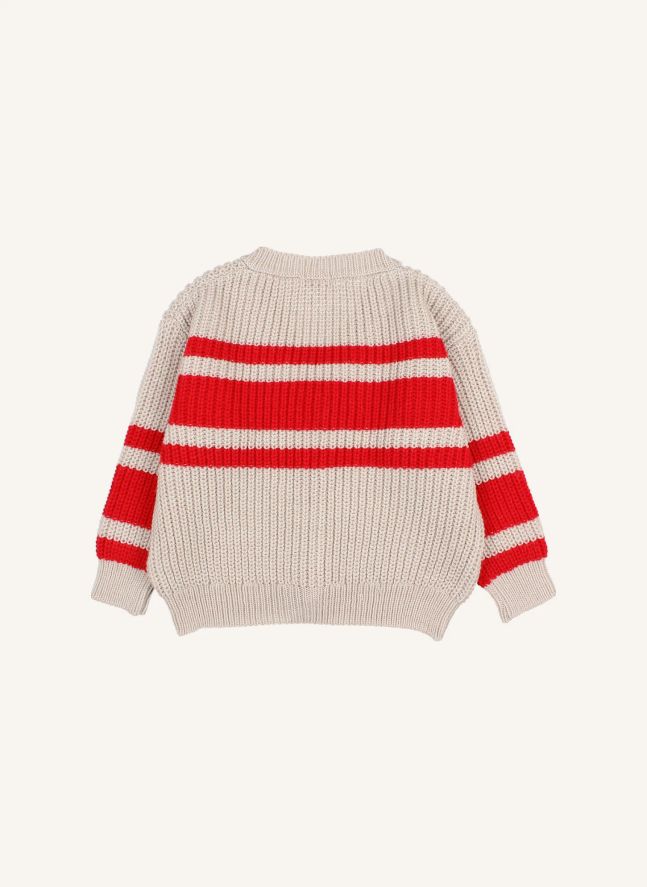 Cardigan Rayé | Rouge