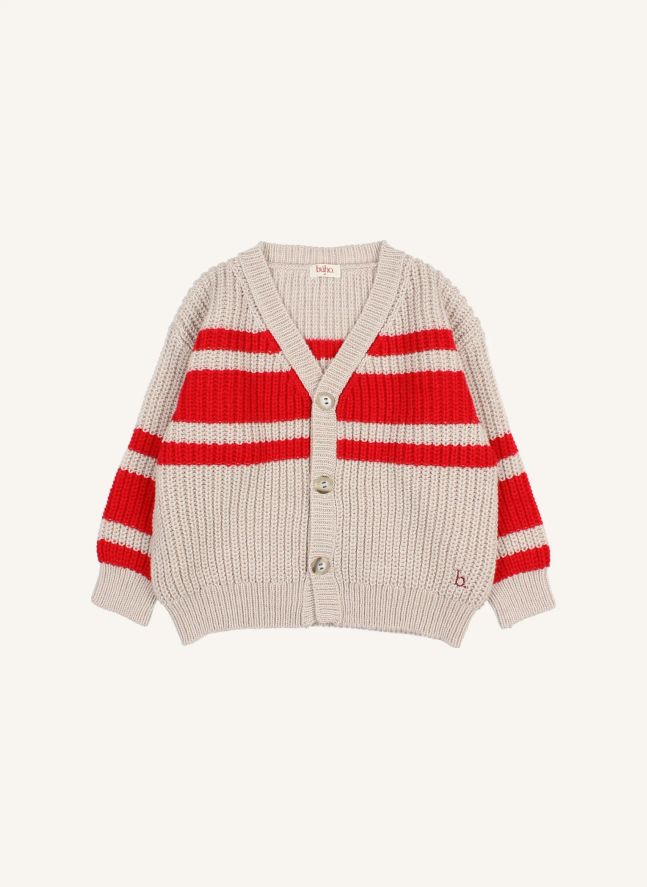 Cardigan Rayé | Rouge