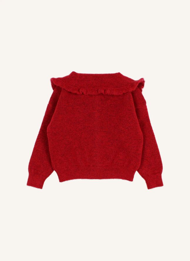 Cardigan Col Claudine Girly | Rouge cerise