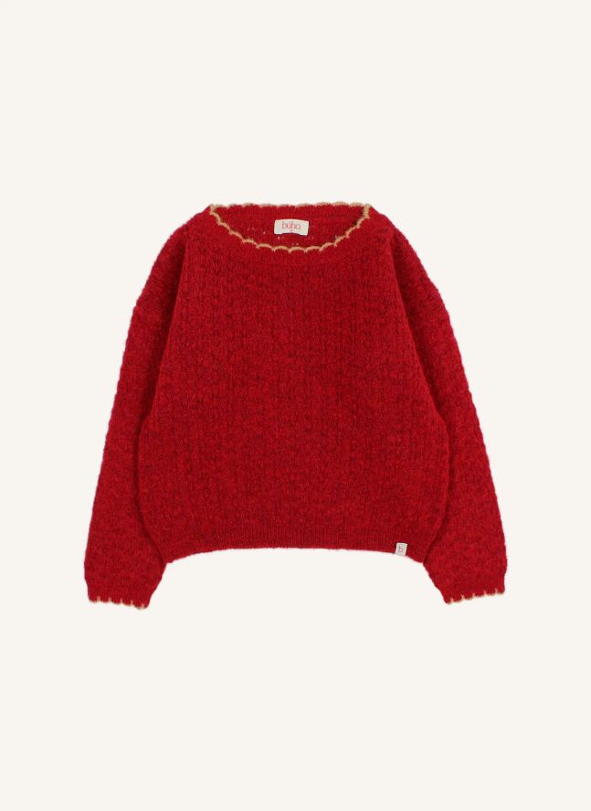 Pull Feston Girly | Rouge cerise