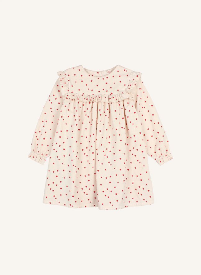 Robe Volants Mini Cœurs | Rose pâle