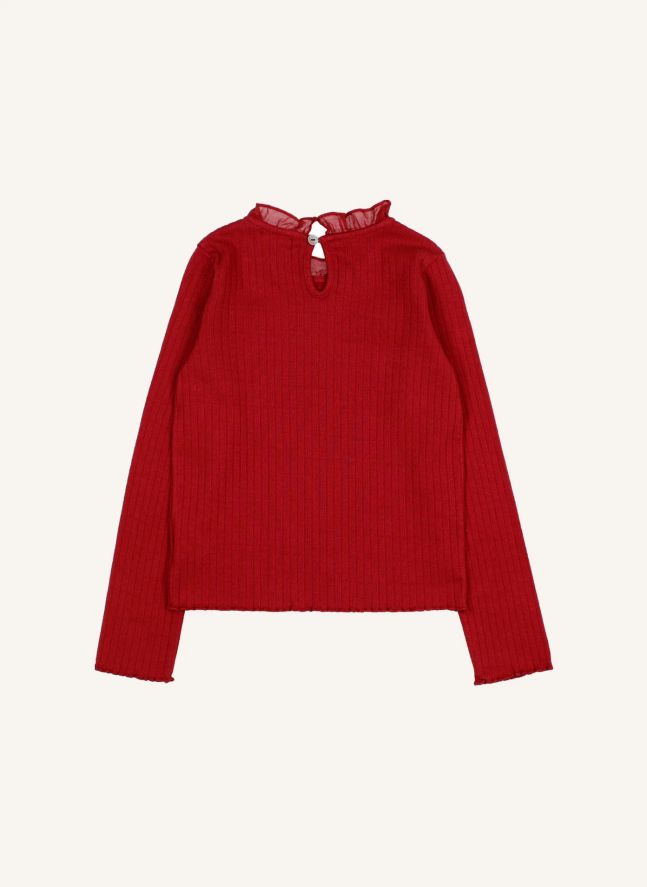 T-shirt Volants | Rouge cerise