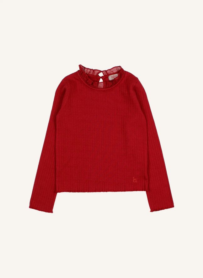 T-shirt Volants | Rouge cerise