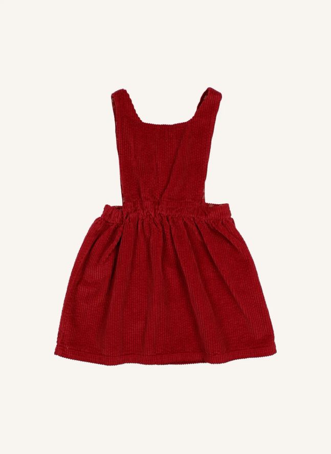 Robe Boutons Velours Côtelé | Rouge cerise